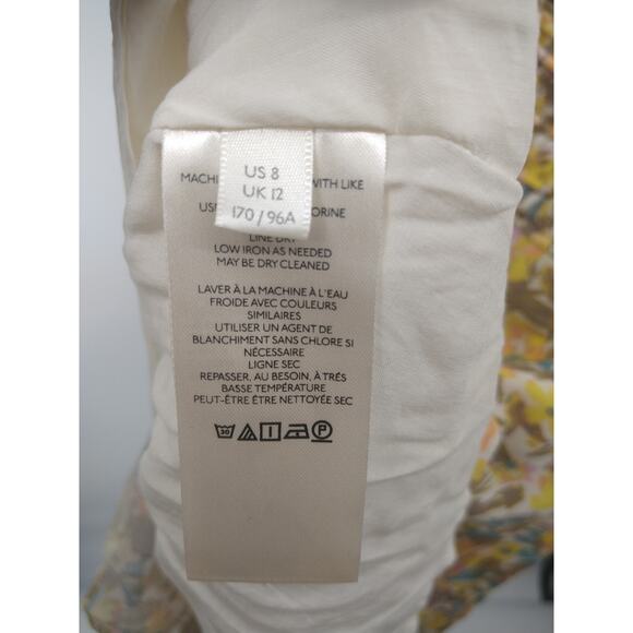 Free People Forget Me Not Mini Dress 8 Floral Ruched Short Sleeve Ivory Combo - Picture 13 of 15